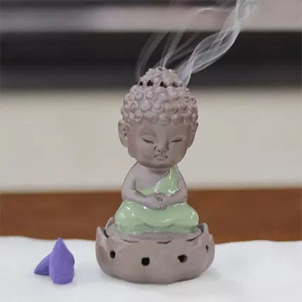 Buddha Incense Burner Glossy Green
