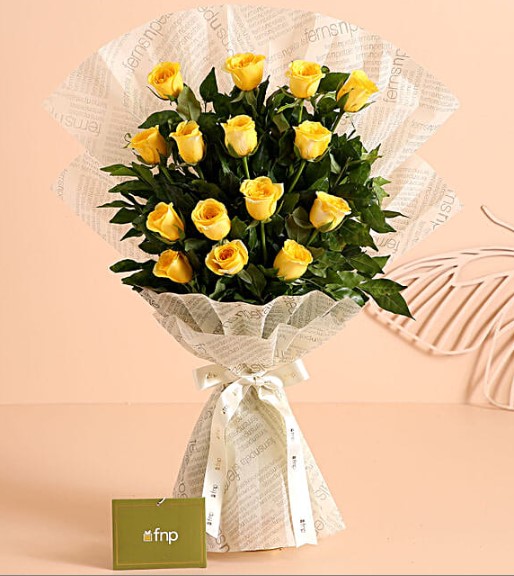 Vibrant Love Feelings Yellow Roses Bouquet