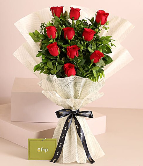 Elegant Vibe Red Roses Bouquet